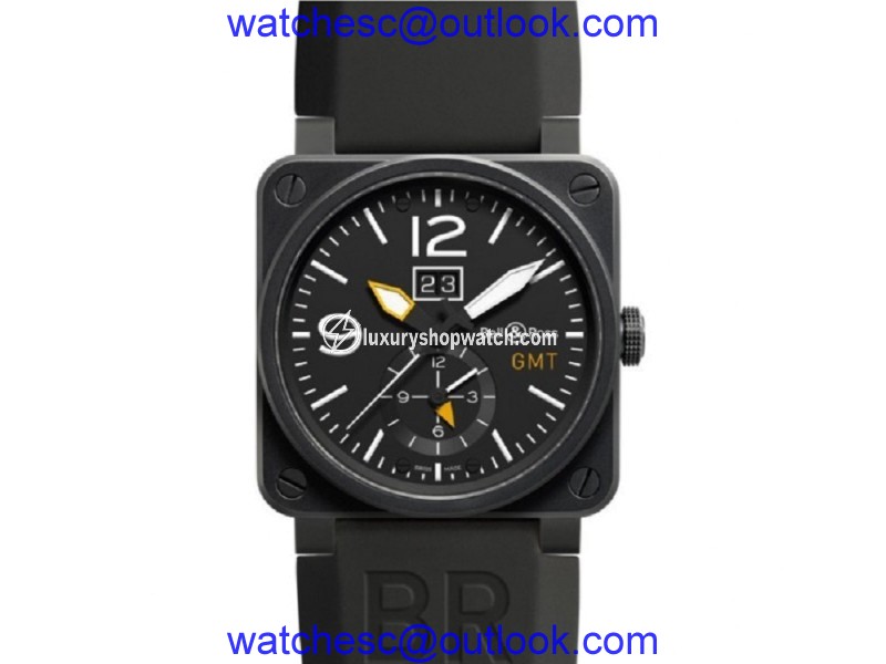 Bell & Ross GMT BR03-51-GMT-CARB Carbon Case Mens 42mm Watch Bell & Ross