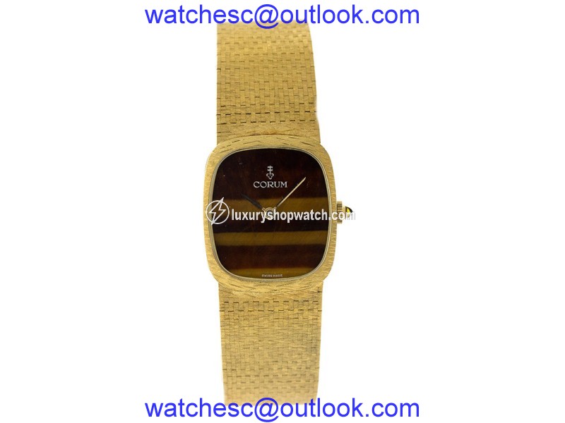 Corum COR1 18K Yellow Gold Tigers Eye Dial Vintage Mens Watch Corum