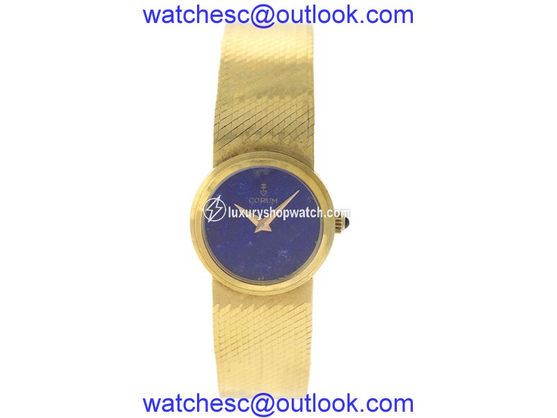 Corum COR7 18K Yellow Gold Lapis Lazuli Dial Integrated Bracelet Womens Watch Corum But at TrueFacet