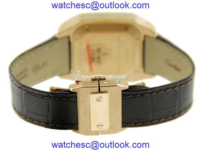 Cartier Santos 18K RG Chocolate Strap 34mm Watch Cartier