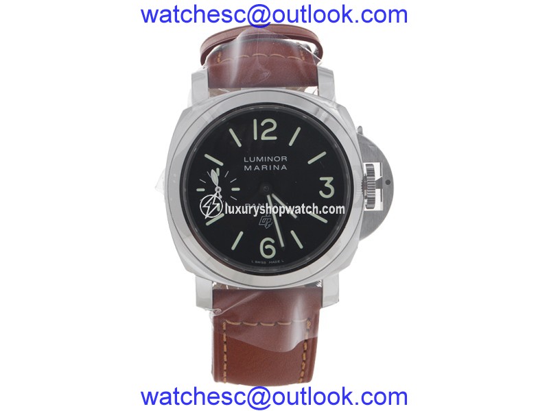 Panerai Luminor Marina PAM01005 Stainless Steel & Brown Leather Black Dial Manual 44mm Men's Watch Panerai