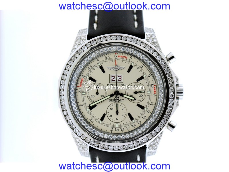 Breitling Bentley Stainless Steel & Diamond Mens Watch Breitling