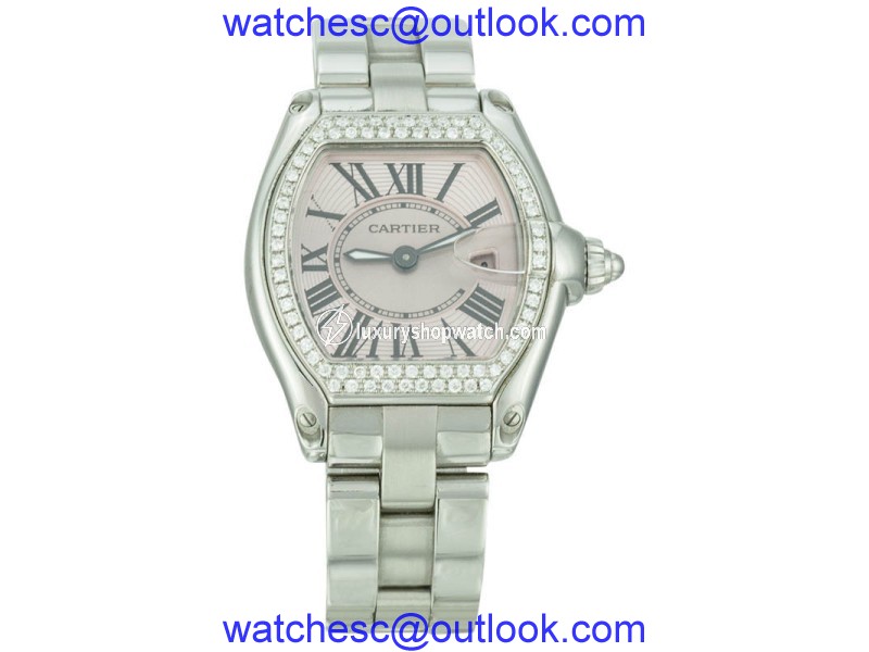 Cartier Roadster 2675 Stainless Steel & Pink Dial 30mm Womens Watch Cartier