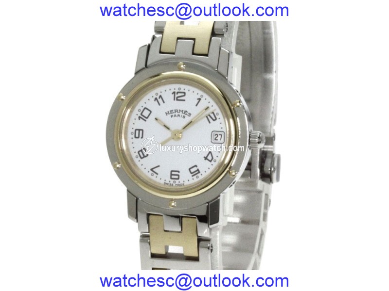 Hermes Clipper CL4220 Stainless Steel / Gold Plated 24mm Womens Watch Hermes