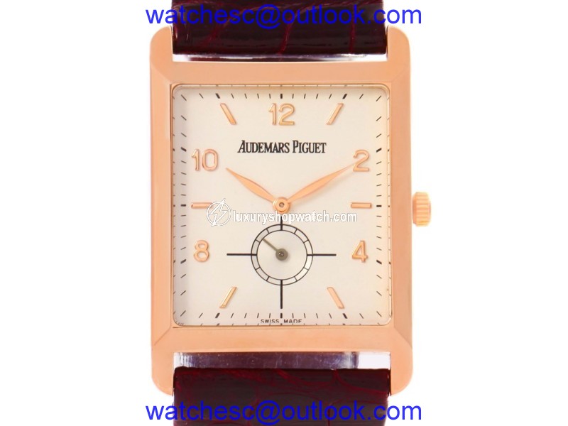 Audemars Piguet 18K Rose Gold & Leather Manual 25mm Mens Watch Audemars Piguet
