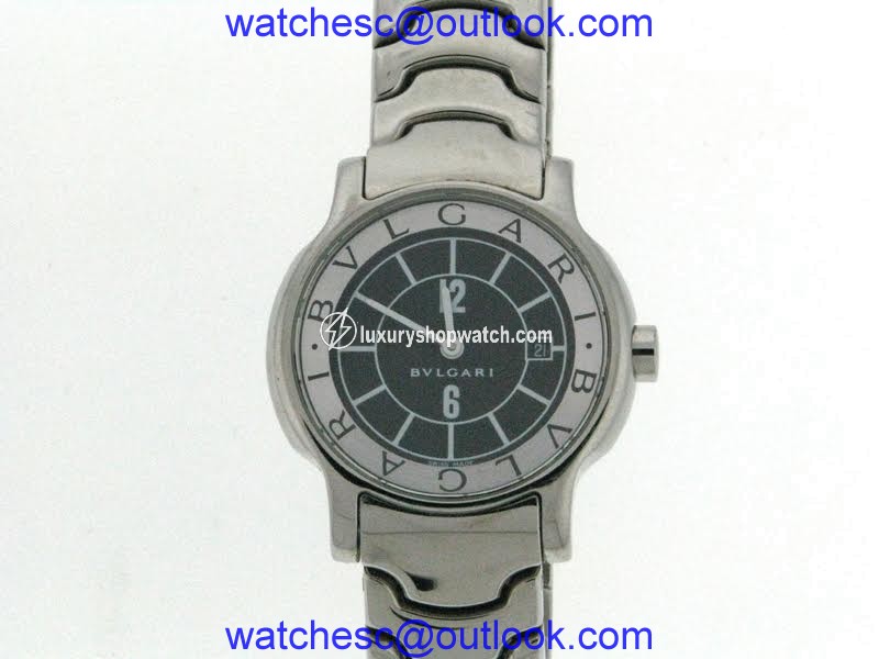 Bvlgari Solotempe St 29 S Stainless Steel Black Dial Bracelet Watch Bvlgari