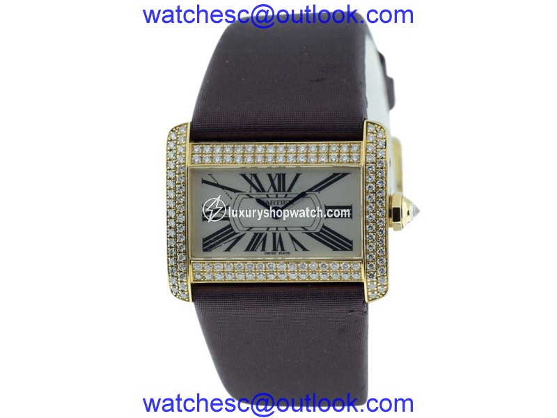 Cartier Divan WA301071 Diamond 18K Yellow Gold Womens Watch Cartier