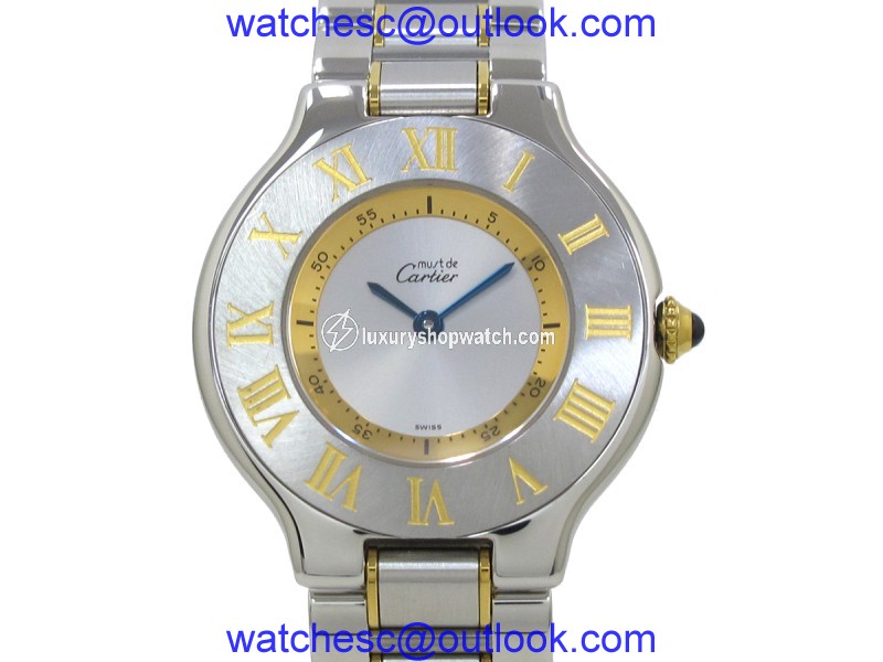 Cartier Must 21 Stainless Steel & Gold Plated Quartz 31mm Womens Watch Cartier