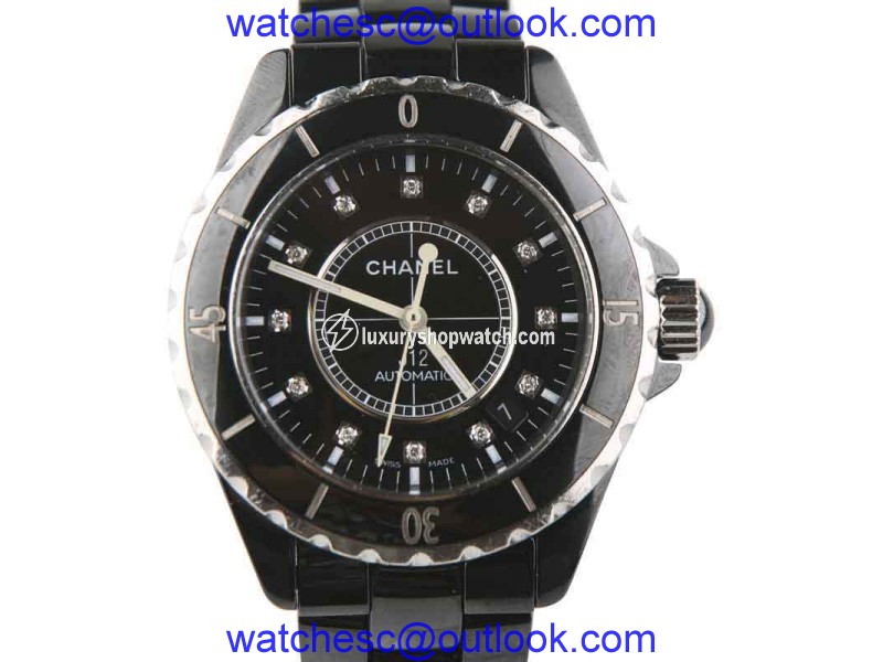 Chanel J12 H0685 Stainless Steel / Black Ceramic with Diamond Dial Automatic 38mm Mens Watch Chanel
