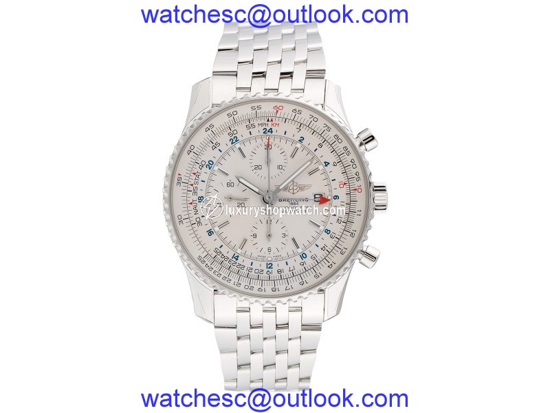 Breitling Navitimer World Chrono a2432212 Silver Dial Bracelet 46mm Watch Breitling