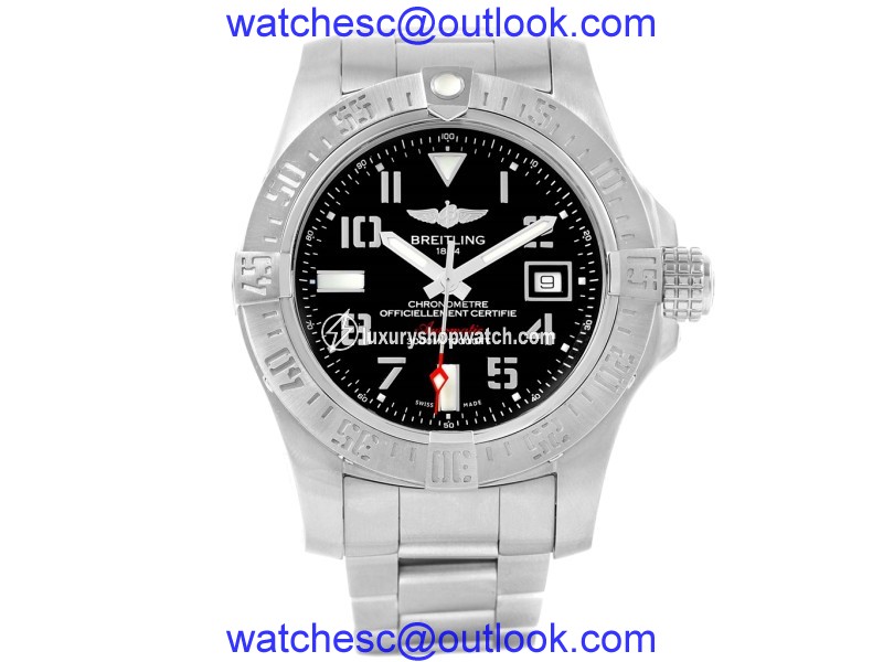 Breitling Aeromarine Avenger II A17331 Stainless Steel & Black Dial 45mm Mens Watch Breitling