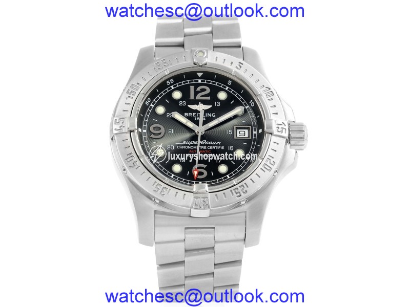 Breitling Aeromarine Superocean A17390 Stainless Steel Black Dial Automatic 44mm Mens Watch Breitling