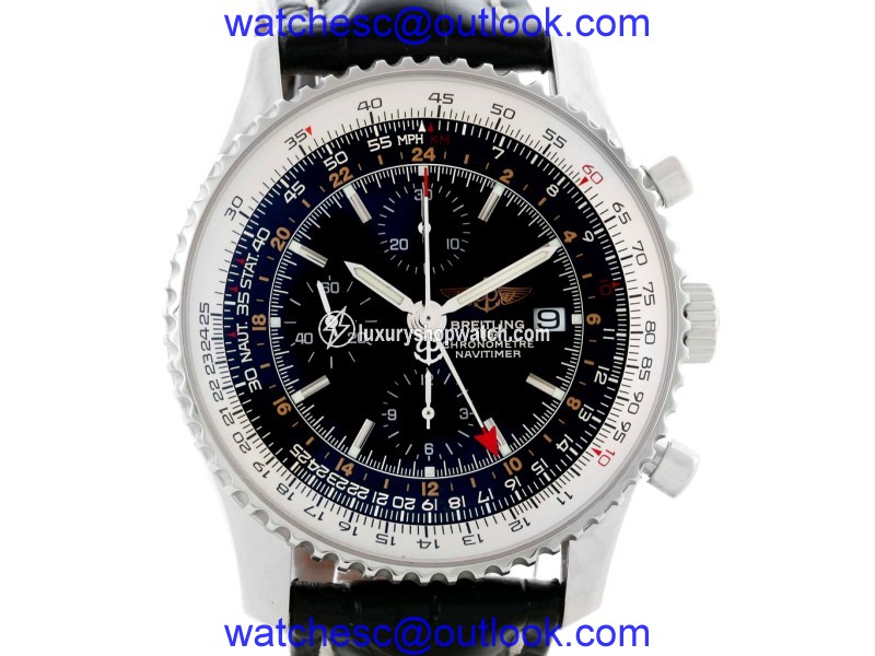 Breitling Navitimer A24322 Stainless Steel & Leather Automatic Mens 46mm Watch