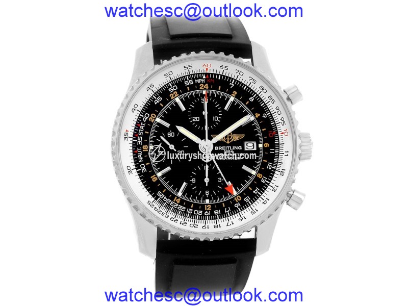 Breitling Navitimer World GMT A24322 Stainless Steel Rubber Strap 46mm Mens Watch Breitling