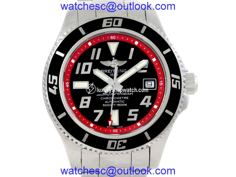 Breitling Superocean A17364 Stainless Steel Black Red Automatic 42mm Mens Watch Breitling