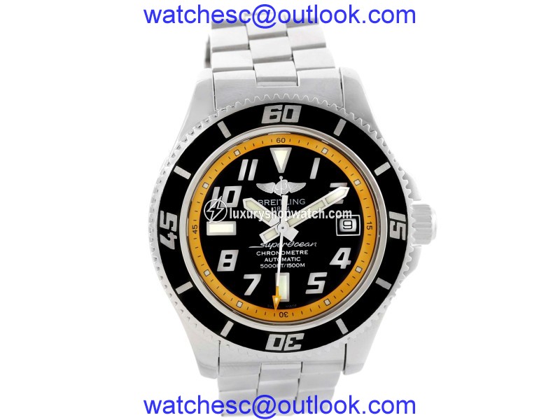Breitling Superocean A17364 Stainless Steel Black Yellow Dial Automatic 42mm Mens Watch Breitling