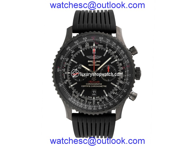 Breitling Navitimer MB012822-BE51BKRD Stainless Steel / Rubber Black Dial Chronograph 46mm Mens Watch Breitling