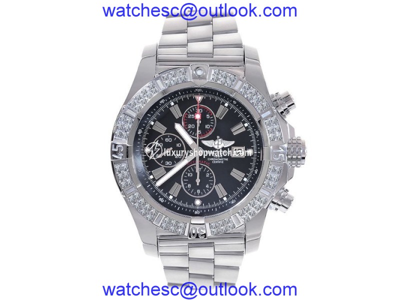 Breitling Super Avenger A13370 Stainless Steel & Diamond 48mm Watch Breitling