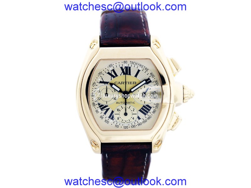 Cartier Roadster W62021Y3 18K Yellow Gold Chronograph 43mm Mens Watch Cartier