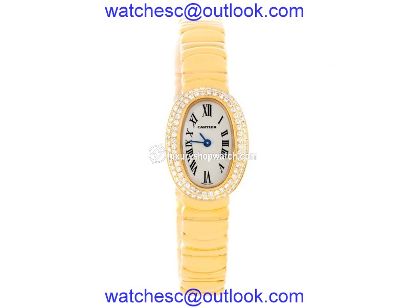 Cartier Baignoire WB5094D8 18K Yellow Gold & Diamond 20mm Womens Watch Cartier