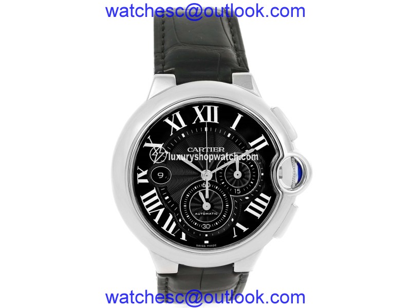 Cartier Ballon Bleu W6920052 Stainless Steel & Black Dial 47mm Mens Watch Cartier