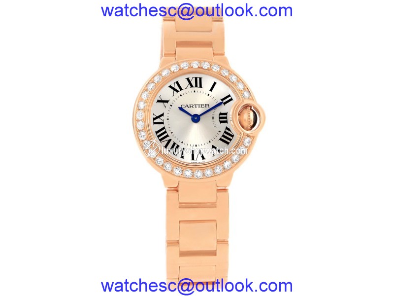 Cartier Ballon Blue WE9002Z3 18K Rose Gold Diamond Quartz 29mm Womens Watch Cartier