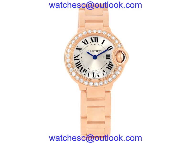 Cartier Ballon Blue WE9002Z3 18K Rose Gold Diamond 29mm Womens Watch Cartier
