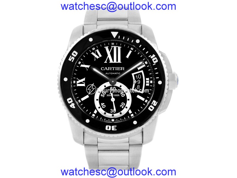 Cartier Calibre Divers W7100057 Stainless Steel Black Dial Automatic 42mm Mens Watch Cartier