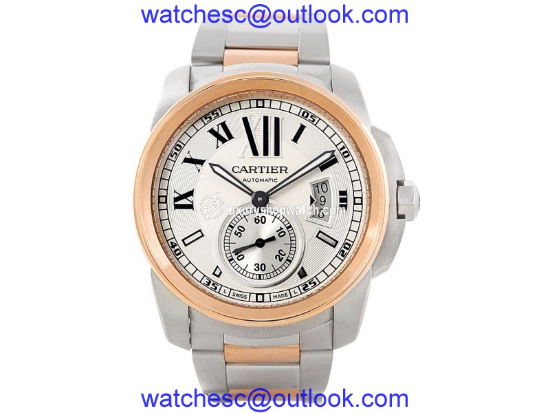 Cartier Calibre W7100036 Stainless Steel & 18K Rose Gold 42mm Mens Watch Cartier