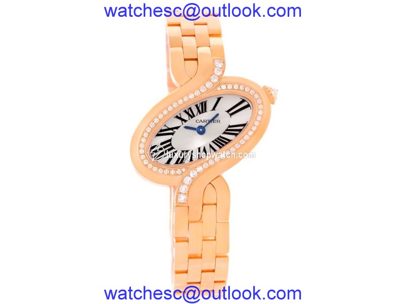 Cartier Delices WG800003 18K Rose Gold Diamond 31mm Womens Watch Cartier