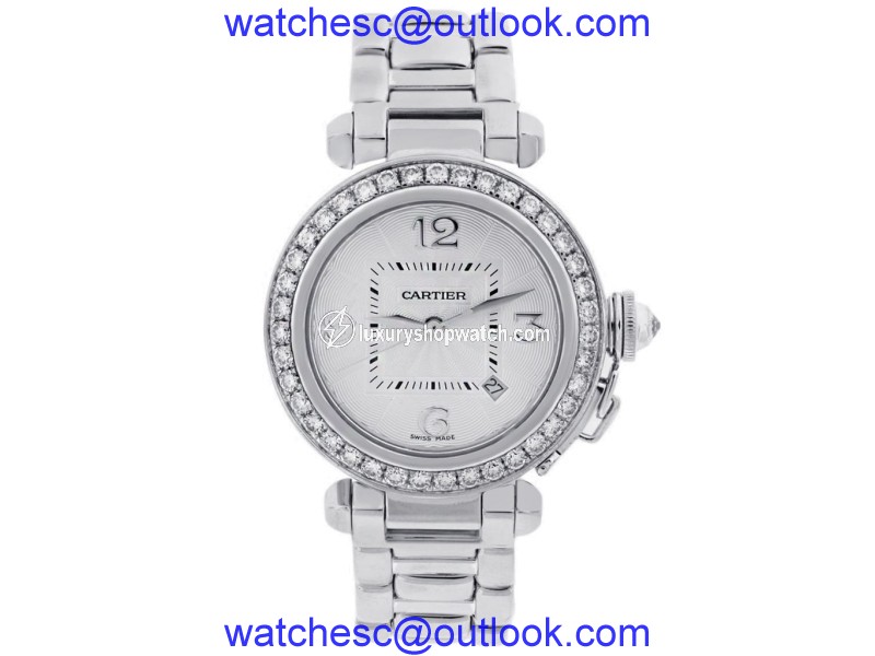 Cartier Pasha de Cartier 2528 18K White Gold Diamond Bezel 32mm Womens Watch Cartier