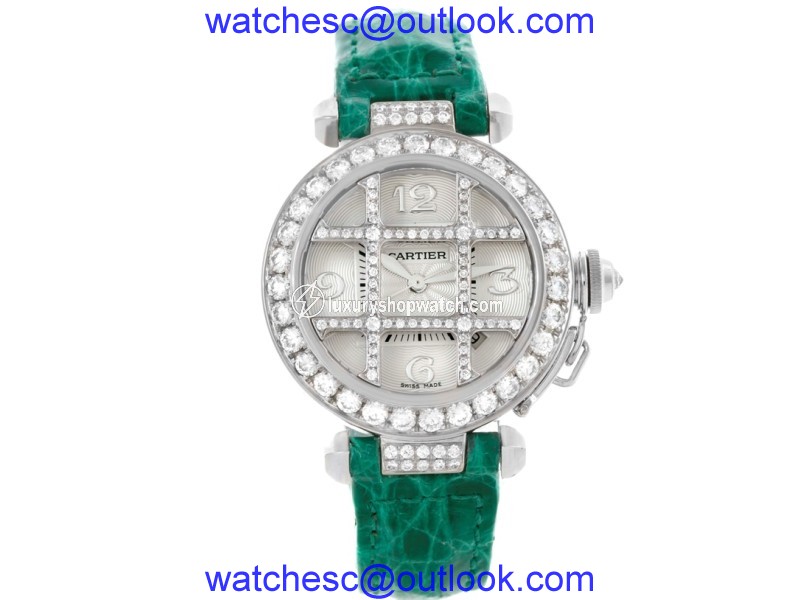 Cartier Pasha WJ116136 18K White Gold Automatic 32mm Mens Watch Cartier