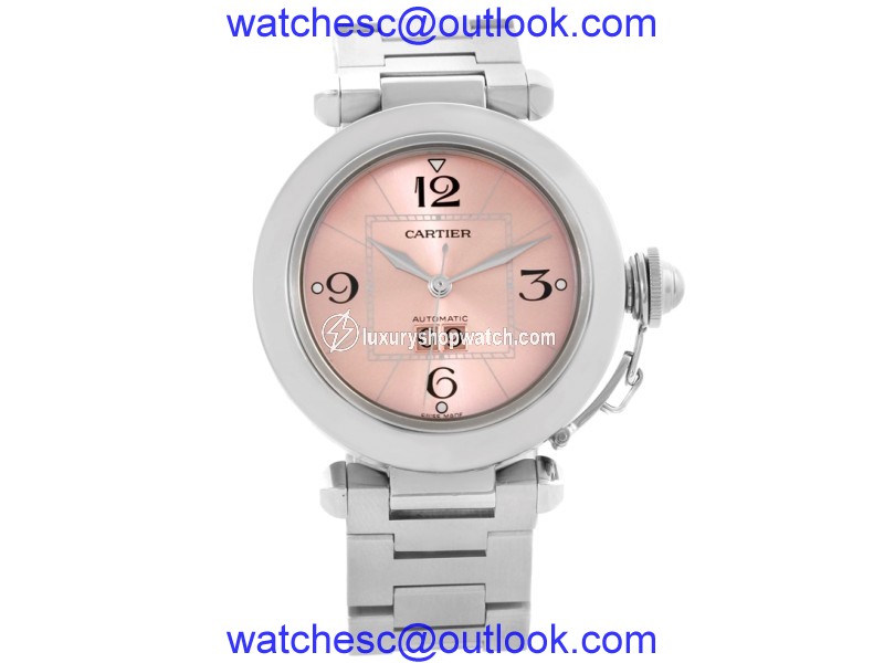 Cartier Pasha W31058M7 Stainless Steel & Pink Dial Automatic 35mm Womens Watch Cartier