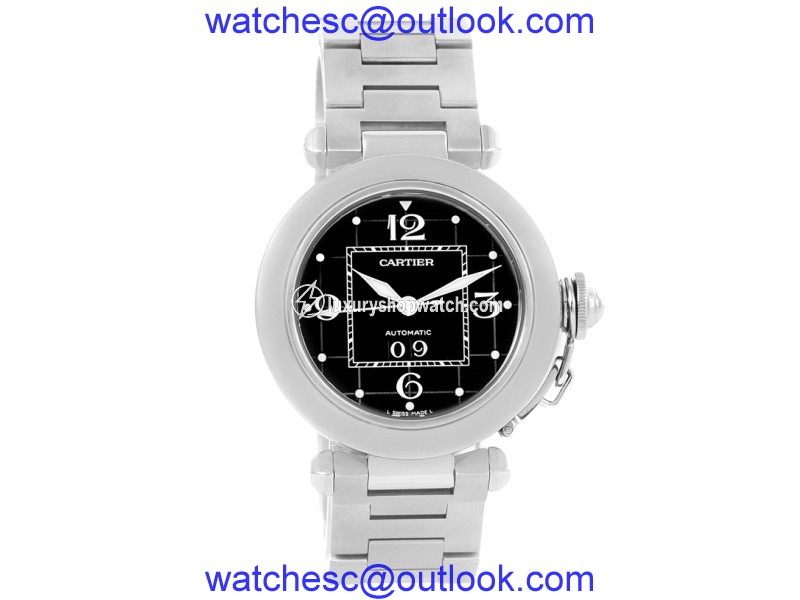 Cartier Pasha C W31053M7 Stainless Steel & Black Dial 35mm Mens Watch Cartier