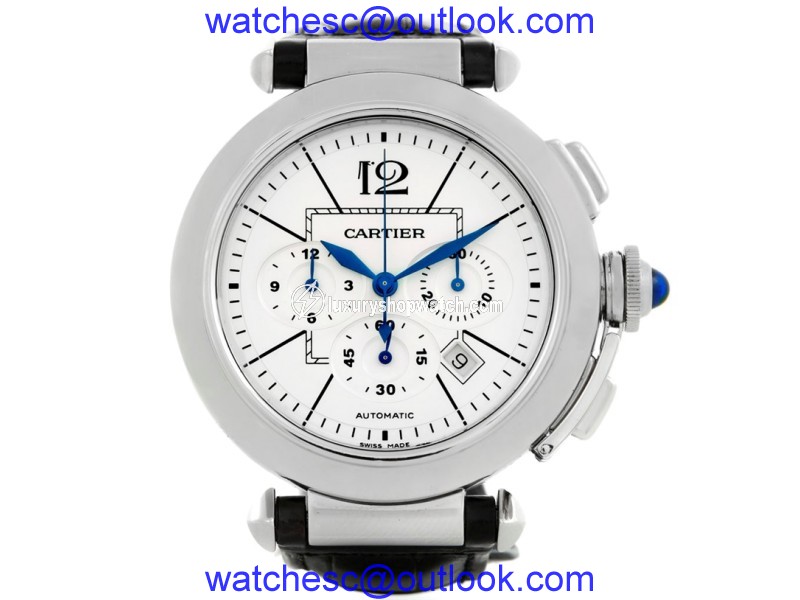 Cartier Pasha W3108555 Stainless Steel & Silver Dial 42mm Mens Watch Cartier