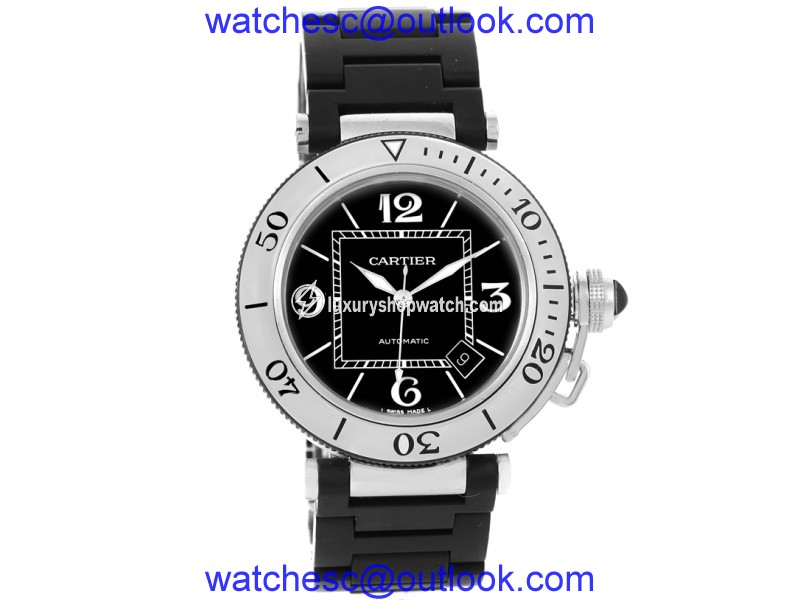 Cartier Pasha Seatimer W31077U2 Stainless Steel & Rubber Strap 40.5mm Mens Watch Cartier
