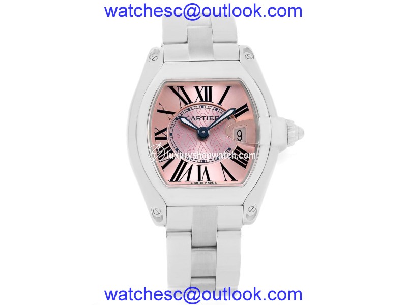 Cartier Roadster W62043V3 Stainless Steel & Pink Dial 30mm Womens Watch Cartier