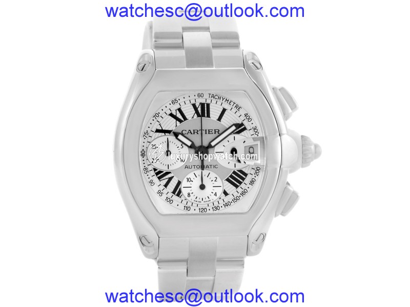 Cartier Roadster W62006X6 Stainless Steel & Silver Dial 43mm Mens Watch Cartier