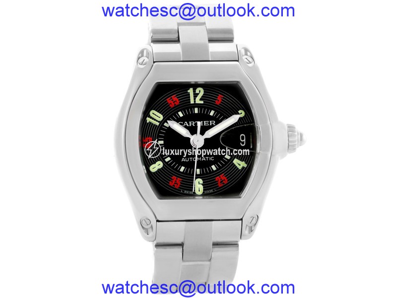 Cartier Roadster W62002V3 Stainless Steel & Black Vegas Roulette Dial 38mm Mens Watch Cartier