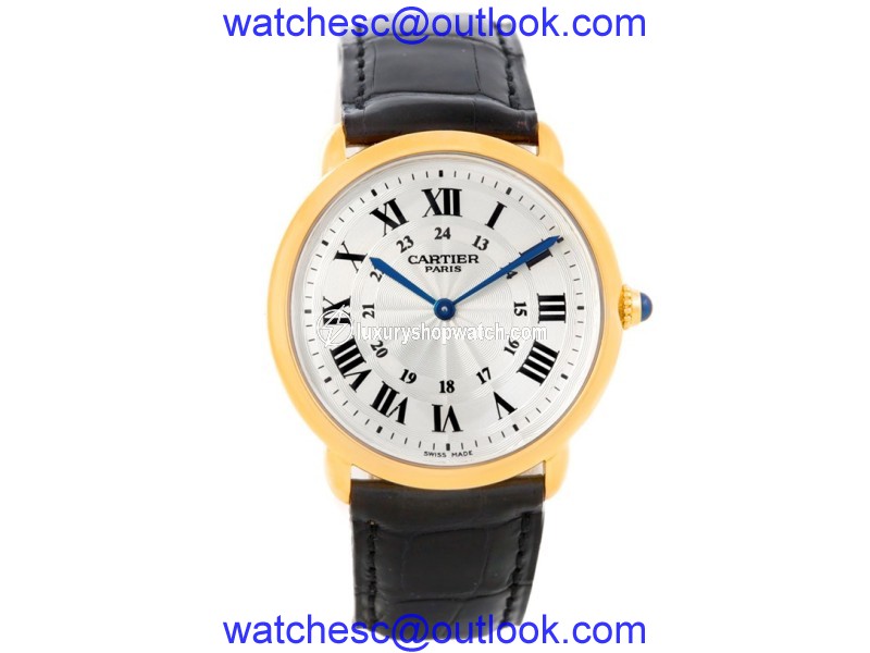 Cartier Ronde Louis Privee 18K Yellow Gold & Silver Dial 33mm Mens Watch Cartier