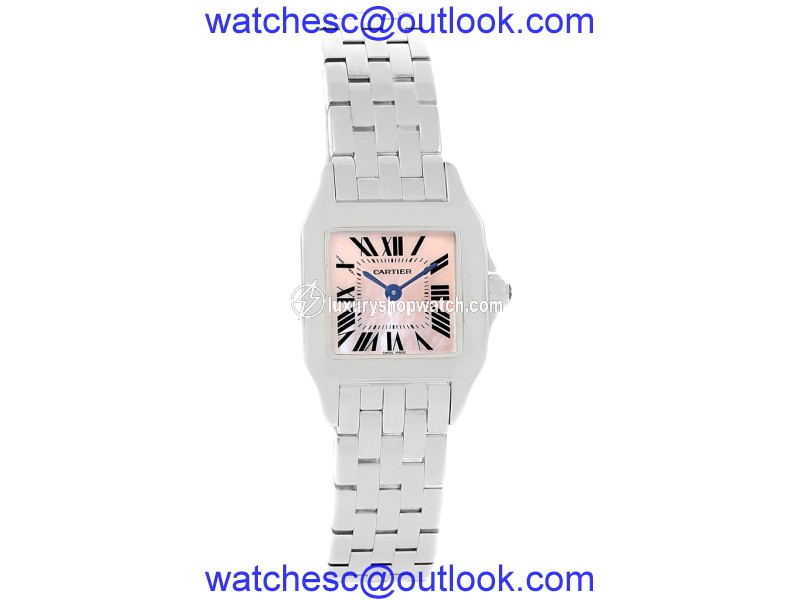 Cartier Santos Demoiselle W25075Z5 Pink Mother of Pearl Dial Stainless Steel 22mm Womens Watch Cartier