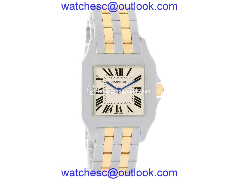 Cartier Santos Demoiselle W25067Z6 Stainless Steel & 18K Yellow Gold 26mm Womens Watch Cartier