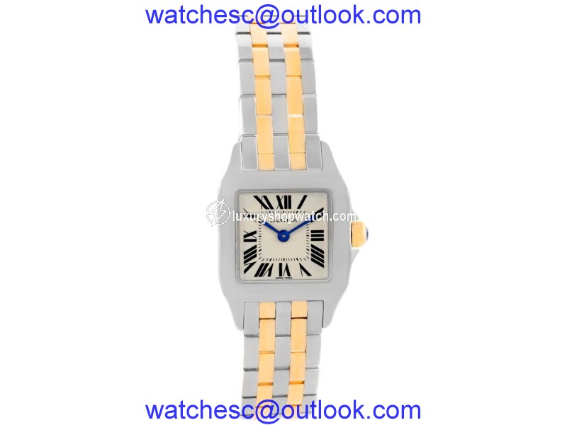 Cartier Santos Demoiselle W25066Z6 Stainless Steel & 18K Yellow Gold 22mm Womens Watch Cartier