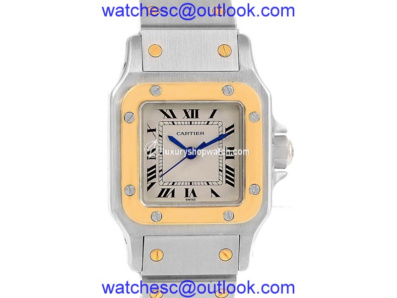 Cartier Santos Galbee 166930 Stainless Steel & 18K Yellow Gold 24mm Womens Watch Cartier