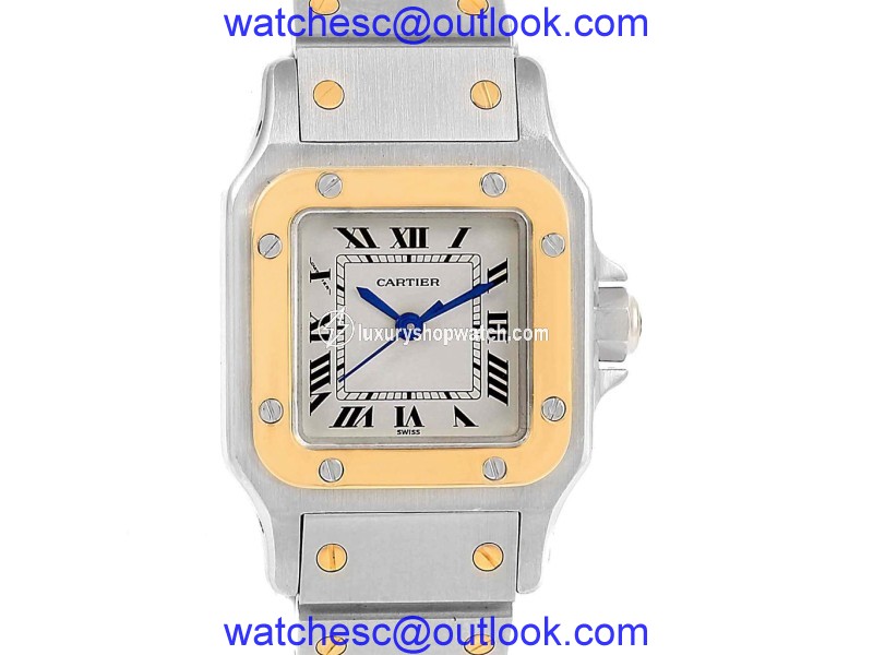 Cartier Santos Galbee 166930 Stainless Steel & 18K Yellow Gold 24mm Womens Watch Cartier