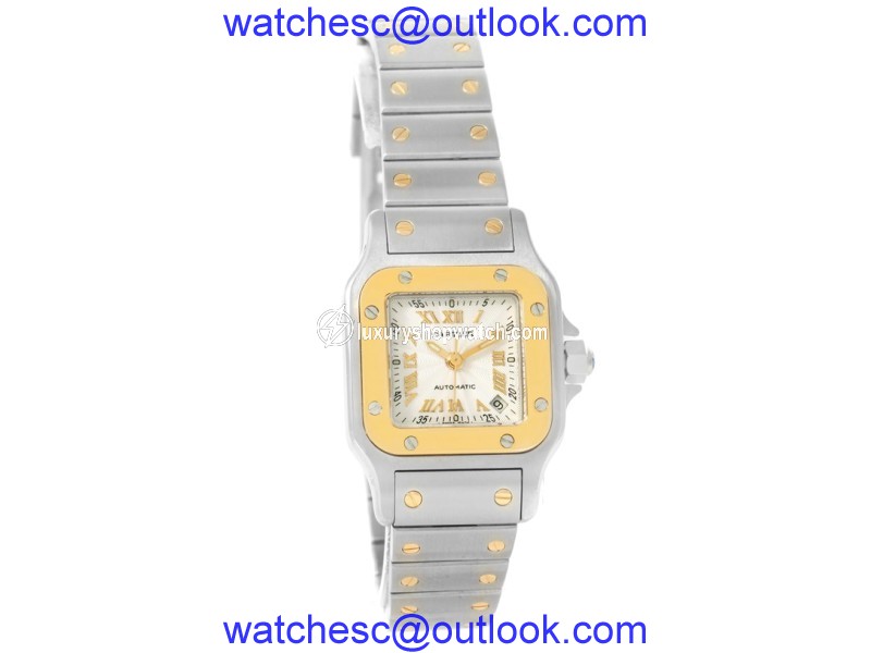 Cartier Santos W20057C4 Stainless Steel 18K Yellow Gold Automatic 24mm Womens Watch Cartier