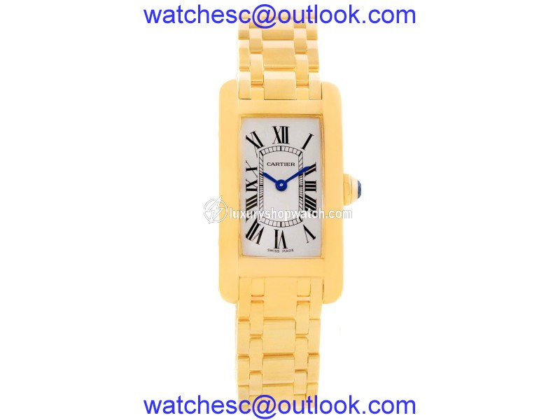 Cartier Tank Americaine W26015K2 18K Yellow Gold 19mm Womens Watch Cartier