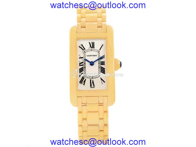 Cartier Tank Americaine W26015K2 18K Yellow Gold 19mm Womens Watch Cartier