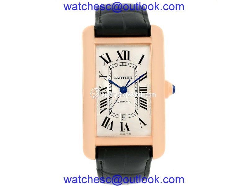 Cartier Tank Americaine W2609856 18K Rose Gold Automatic 31mm Mens Watch Cartier