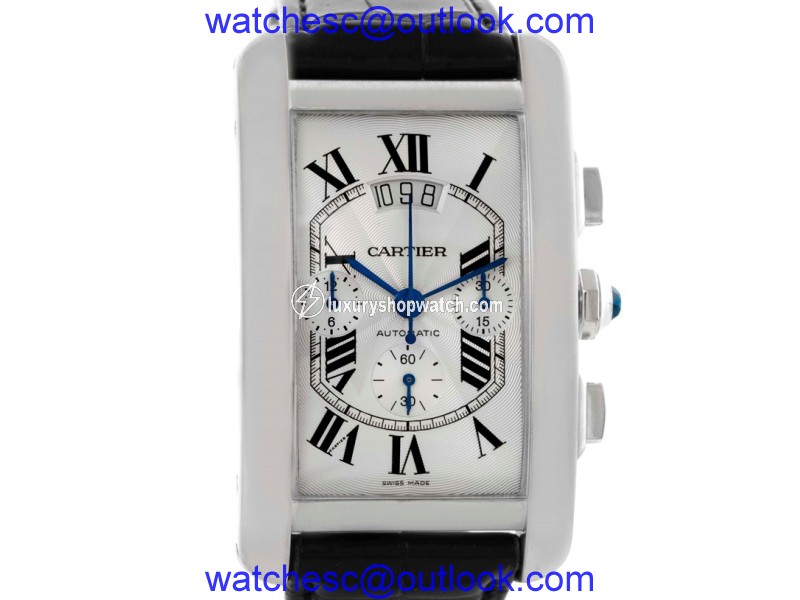 Cartier Tank Americaine XL W2609456 Chronograph 18K White Gold 31.1mm Mens Watch Cartier